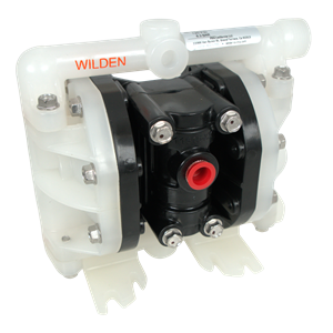 WILDEN PS25 DIAPHRAGM PUMP 0.25in FPT BOLTED PLASTIC PRO-FLO SHIFT POLY WET SIDE POLY PISTON POLY CENTER POLY AIR WIL-FLEX DIAPHRAGM PTFE VALVE BALL POLY SEATS PTFE ENCAPSULATED VITON O-RINGS AODD