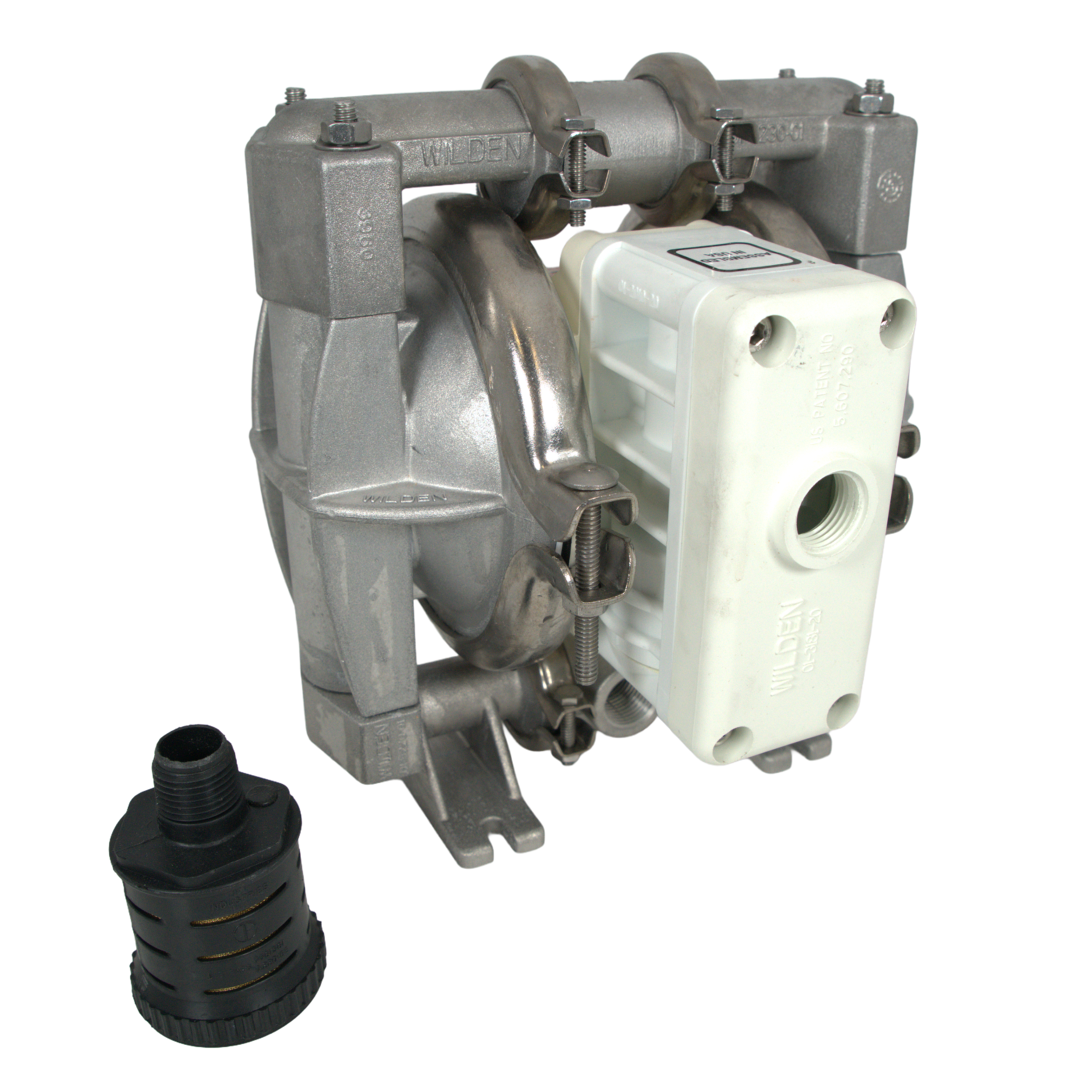WILDEN P025 DIAPHRAGM PUMP 0.25in NPT CLAMPED METAL PRO-FLOW SS WET SS PISTON POLY CENTER POLY AIR VALVE WILFLEX DIAPHRAGM PTFE BALLS SS SEAT WILFEX SEAT O-RINGS AODD