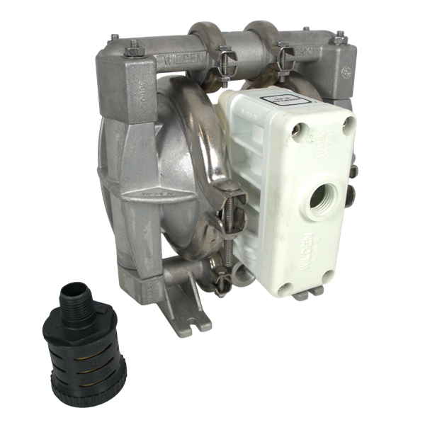 WILDEN P025 DIAPHRAGM PUMP 0.25in NPT CLAMPED METAL PRO-FLOW SS WET SS PISTON POLY CENTER POLY AIR VALVE WILFLEX DIAPHRAGM PTFE BALLS SS SEAT WILFEX SEAT O-RINGS AODD