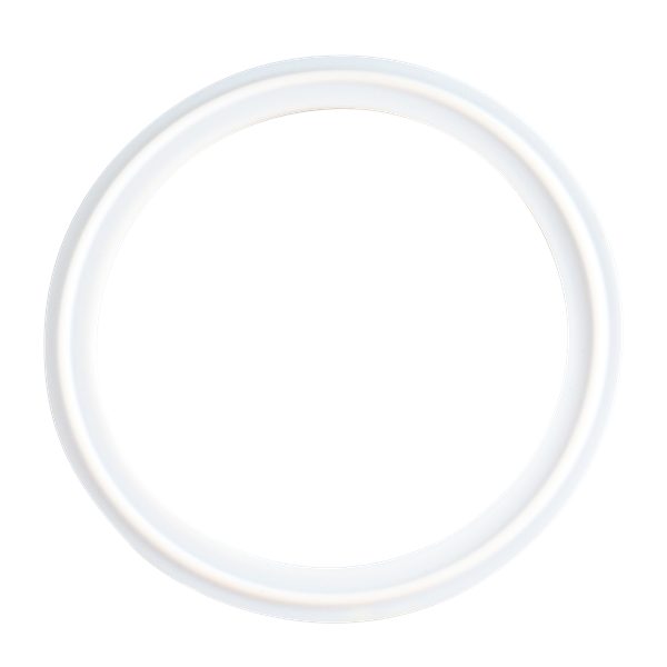 Gasket with 1.5-inch tri-clamp connection, featuring a Teflon envelope with Viton material, USP Class VI compliant, manufactured by Newman.
