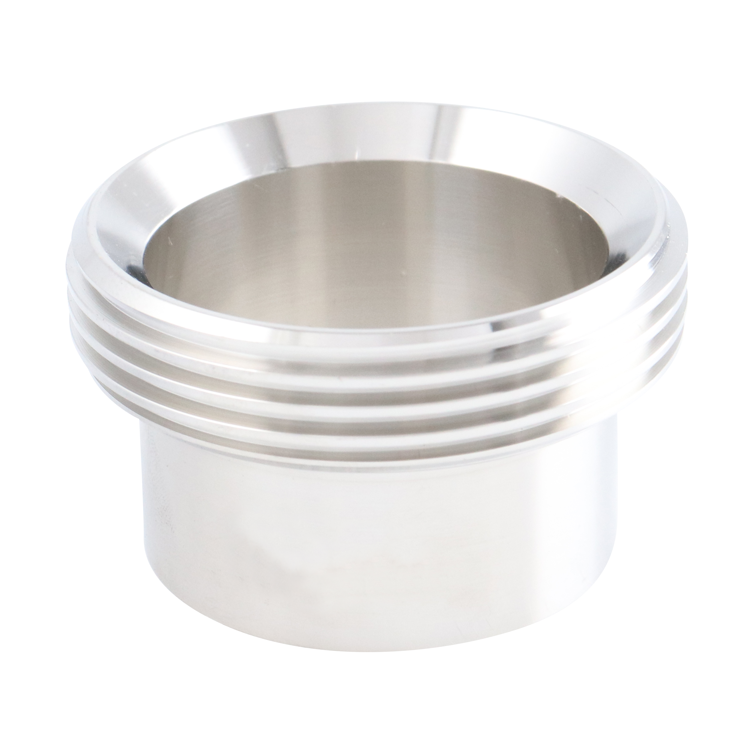 Ferrule with a 1.5-inch threaded British Standard connection, made of 304 stainless steel, 1.5 inches in overall length, with a 32RA inner diameter finish and 32RA outer diameter finish.