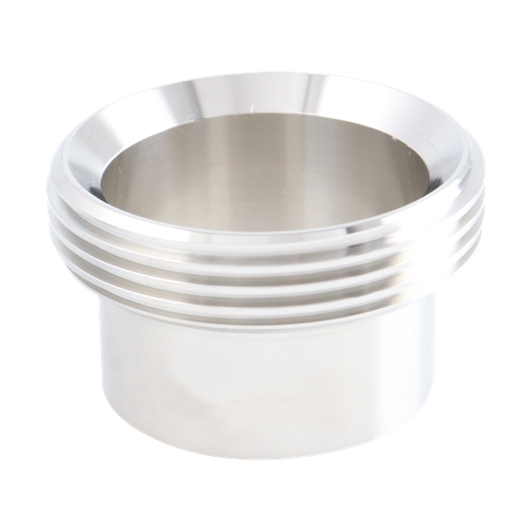 Ferrule with a 1.5-inch threaded British Standard connection, made of 304 stainless steel, 1.5 inches in overall length, with a 32RA inner diameter finish and 32RA outer diameter finish.