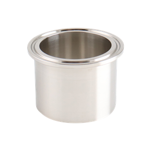 heavy wall tank ferrule, 2-inch Tri-Clamp, made from 304 stainless steel, with 1.75-inch overall length, 0.155-inch wall thickness, 32RA interior and exterior surface finish