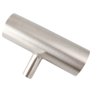 Reducing Tee, 2-inch x 0.5-inch, Butt Weld connection, made of 316L stainless steel, 15RA electropolished inner diameter surface finish, 32RA outer diameter surface finish, SF4 BPE compliant.