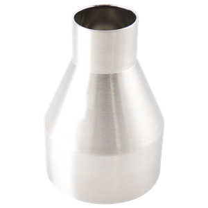 concentric reducer, 3-inch x 1.5-inch butt-weld, made from 316L stainless steel, with 4.25-inch overall length, 20RA interior and 32RA exterior surface finish, SF1 BPE compliant
