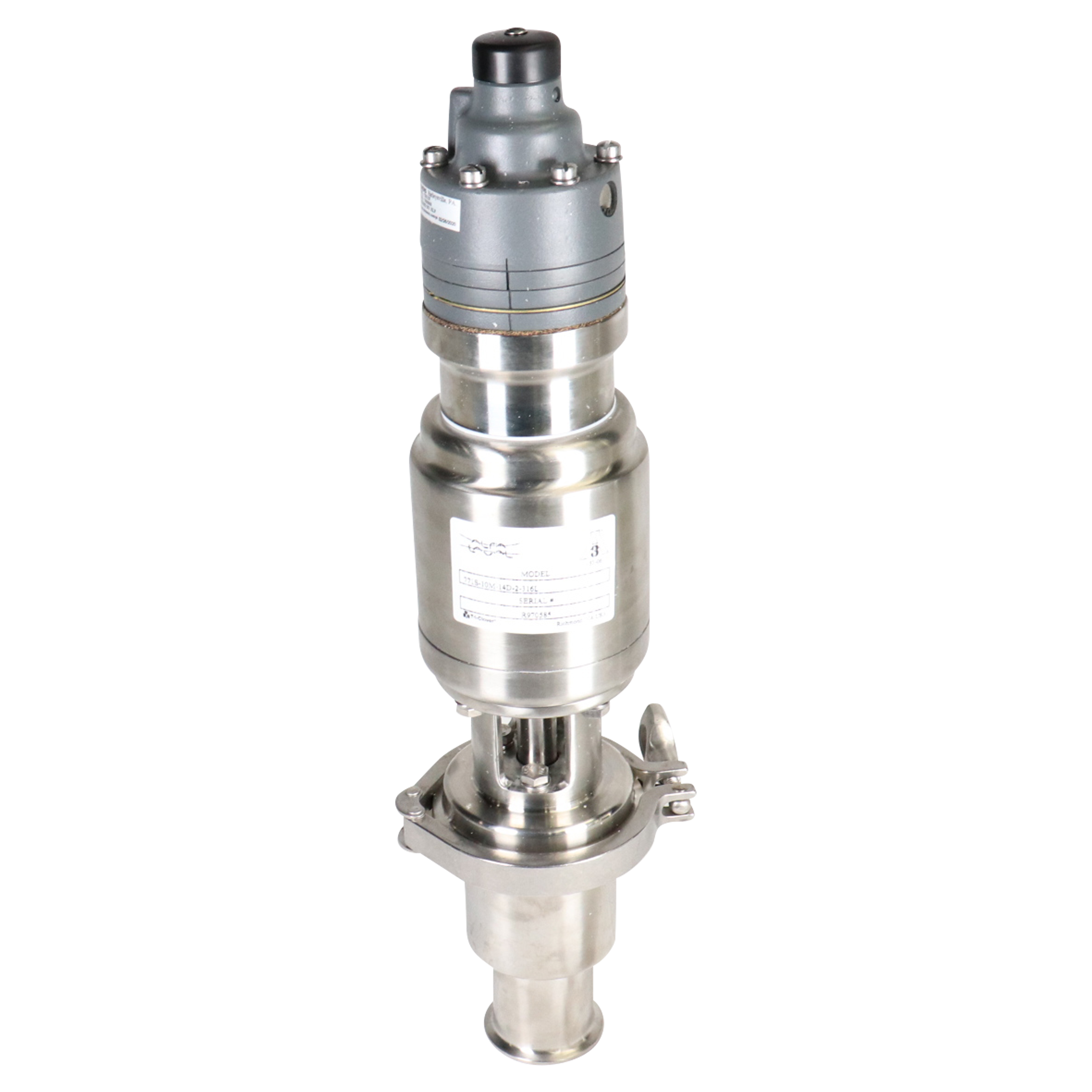 Throttling valve, 2" tri-clamp, N/O, diaphragm positioner