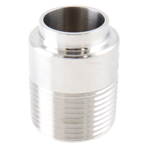 Adapter, 1.5-inch butt weld to male pipe thread, made from 304 stainless steel.
