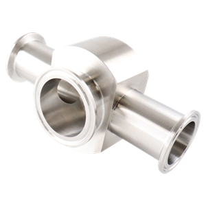Instrument tee 1.5x2 tri-clamp 316L 20Ra ID 32Ra OD SF1 BPE