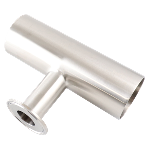 reducing tee, 2-inch x 1.5-inch Tri-Clamp branch, made from 316L stainless steel, with 20RA interior and 32RA exterior surface finish, SF1 BPE compliant
