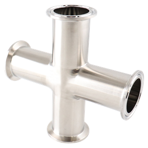 Cross, 1.5" tri-clamp, 316L, 15Ra EP ID, 32Ra OD, SF4 BPE