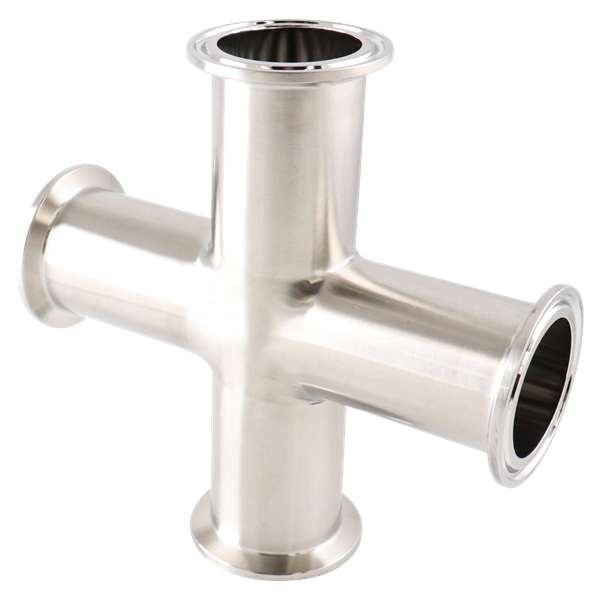 Cross, 1.5" tri-clamp, 316L, 15Ra EP ID, 32Ra OD, SF4 BPE