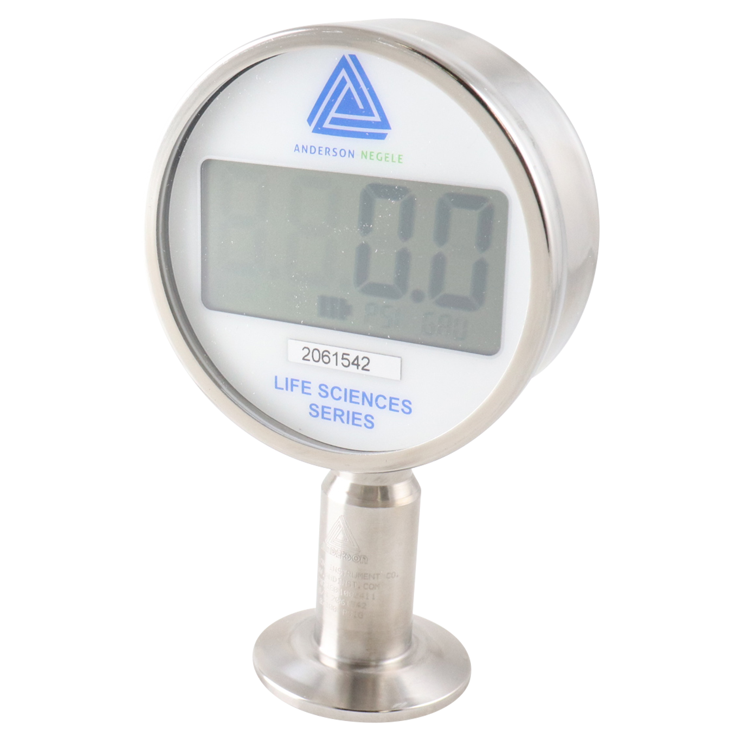Digital gauge 1.5" tri-clamp bottom mount, vacuum 0-30 PSI, 316L