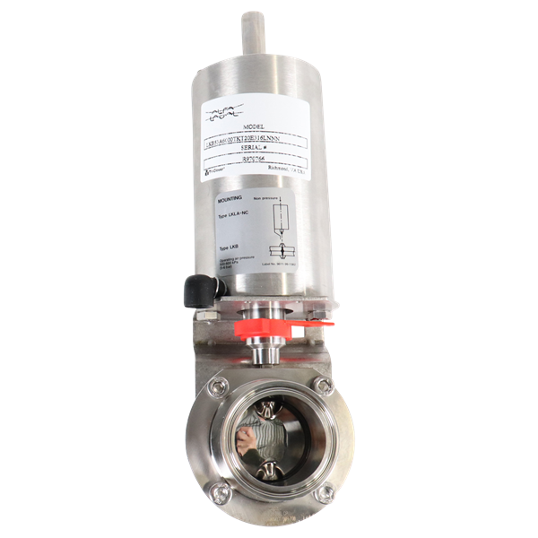 Butterfly valve 2" tri-clamp, EPDM, 316L, normally closed, no top