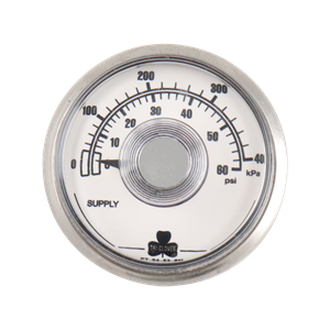 Supply Gauge, 0-60 PSI range, designed for level control applications.
