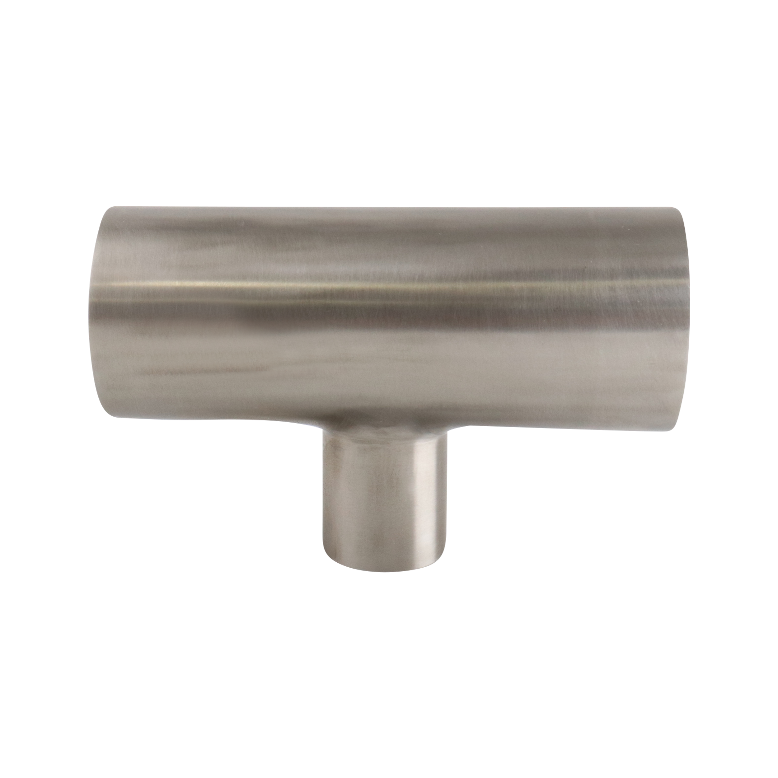 Reducing tee: 2.5-inch to 1.5-inch butt weld, 316L stainless steel, 20RA internal and 32RA outer finish, SF1 BPE compliant.