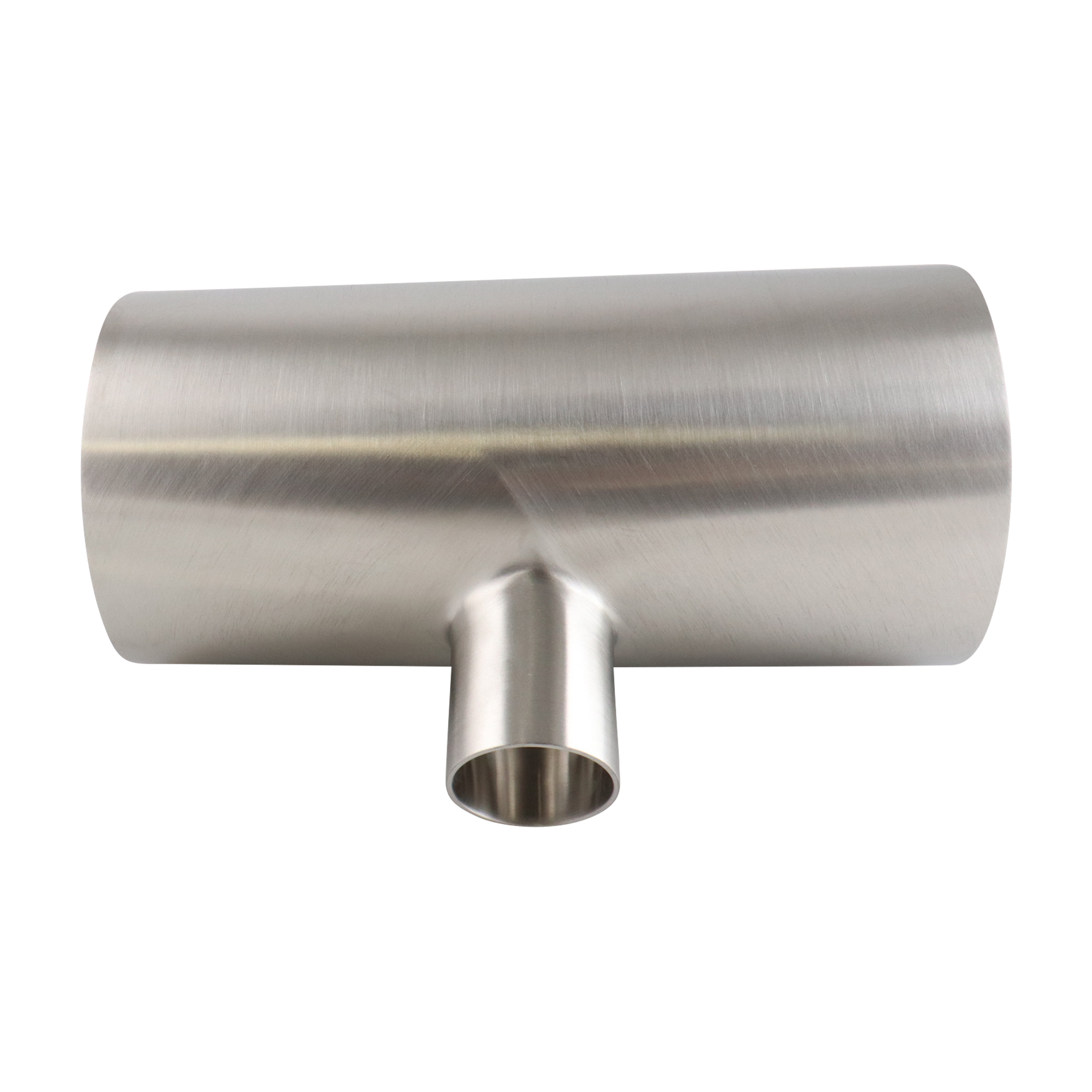 reducing tee, 4-inch x 1.5-inch butt-weld, made from 304 stainless steel, with 32RA interior and exterior surface finish