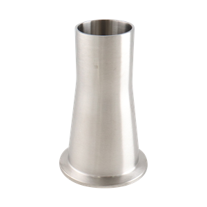 Concentric reducer 2x1.5 tri-clamp x butt weld 316L 4" OAL 20Ra ID 32Ra OD SF1