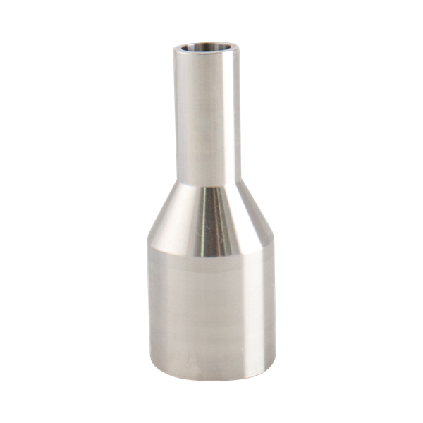 concentric reducer, 1-inch x 0.5-inch butt-weld, 316L stainless steel, 2.5-inch overall length, with 20RA interior and 32RA exterior surface finish, SF1 BPE compliant