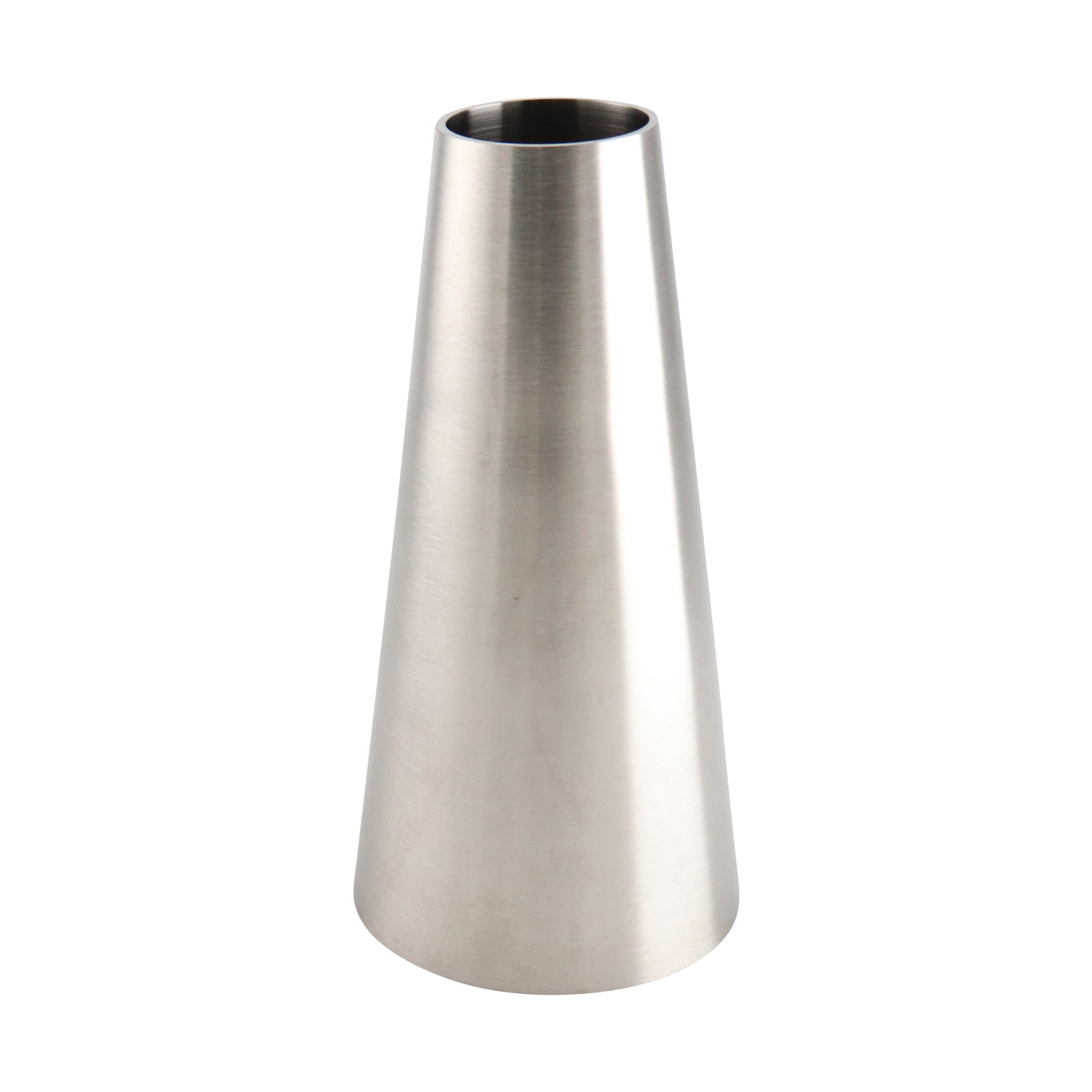 concentric reducer, 3-inch x 1.5-inch butt-weld, made from 304 stainless steel, with 6-inch overall length, 32RA interior and exterior surface finish