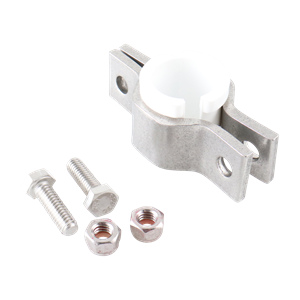 Hex Hanger Assembly, fits 0.5-inch pipe, polypropylene insert, model 329F, made in the USA.