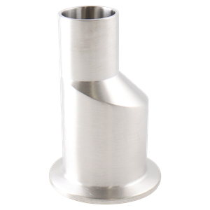 Eccentric reducer 1.5x1 tri-clamp x butt weld 316L 3" OAL with 15Ra EP inner diameter 32Ra outer diameter. Meets BPE standards.