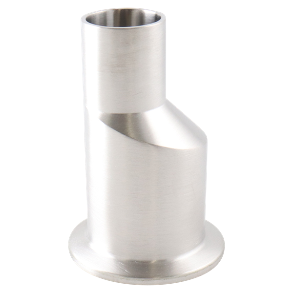 Eccentric reducer 1.5x1 tri-clamp x butt weld 316L 3" OAL with 15Ra EP inner diameter 32Ra outer diameter. Meets BPE standards.