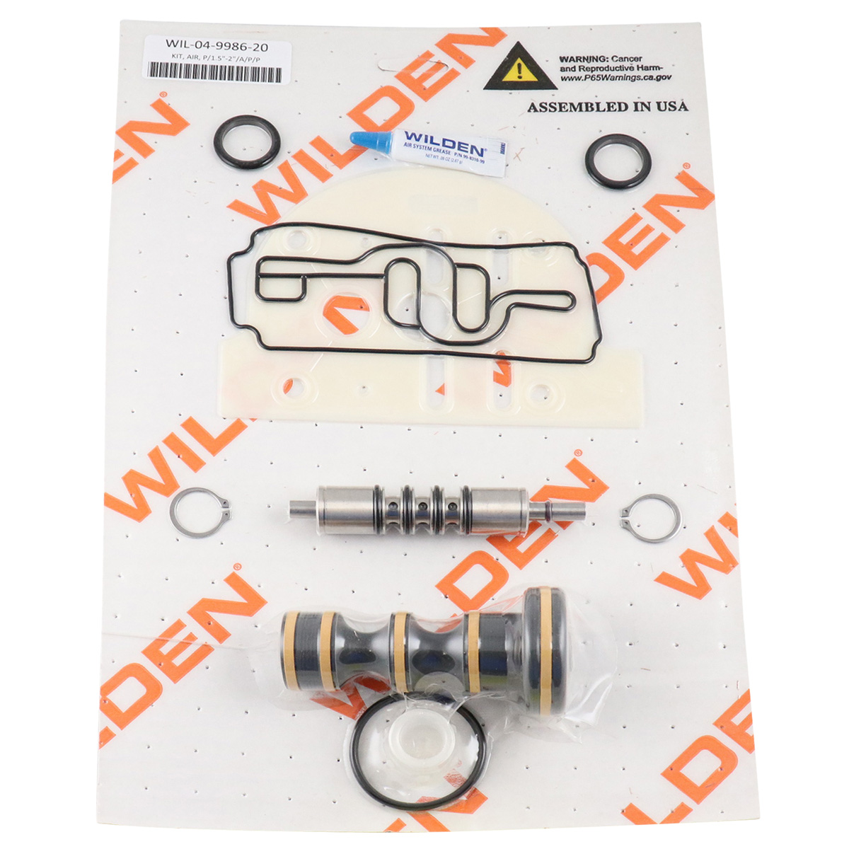 repair kit, air-operated, for 1.5-inch and 2-inch advanced plastic Wilden pumps