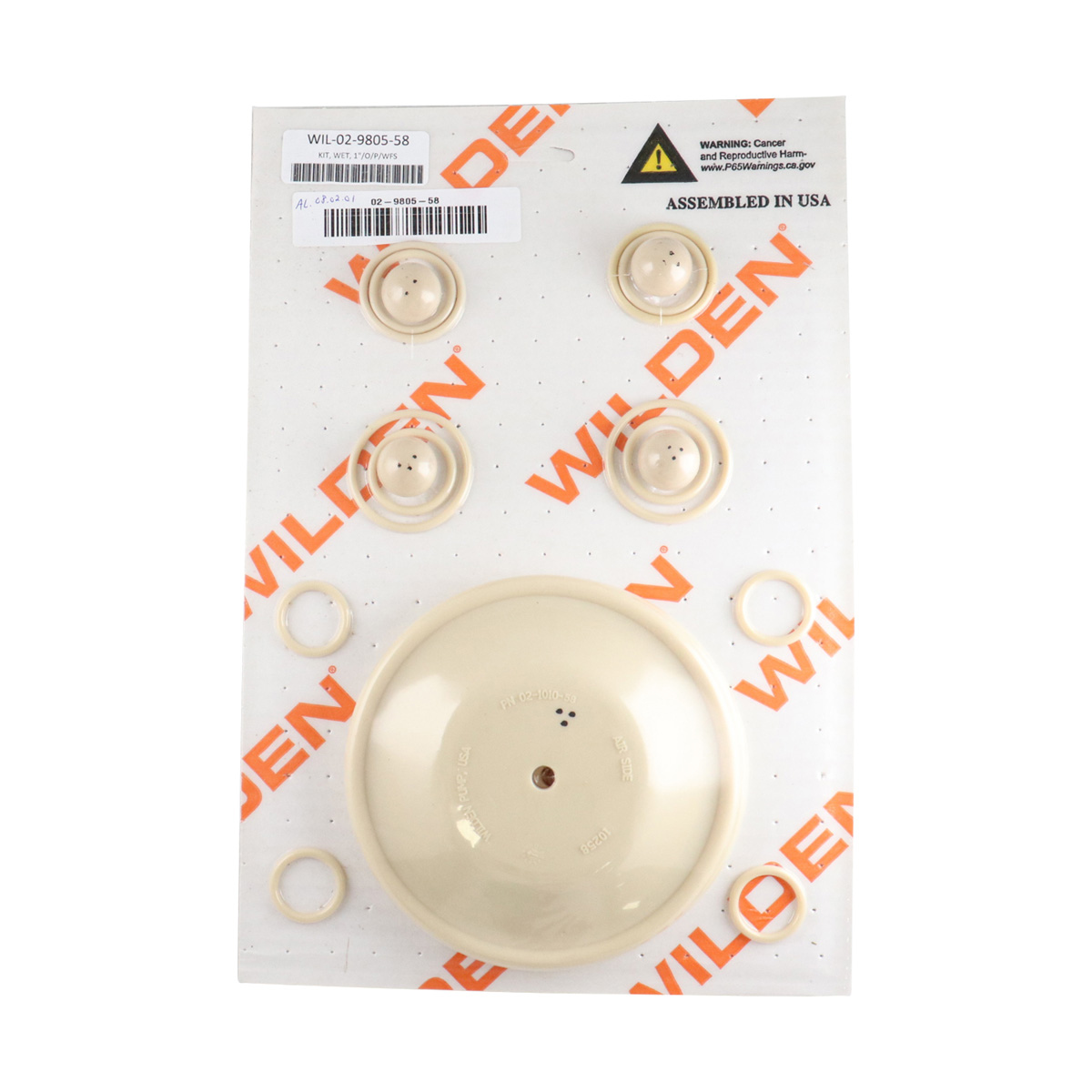 Repair kit wet 1" original plastic wilflex for Wilden pumps