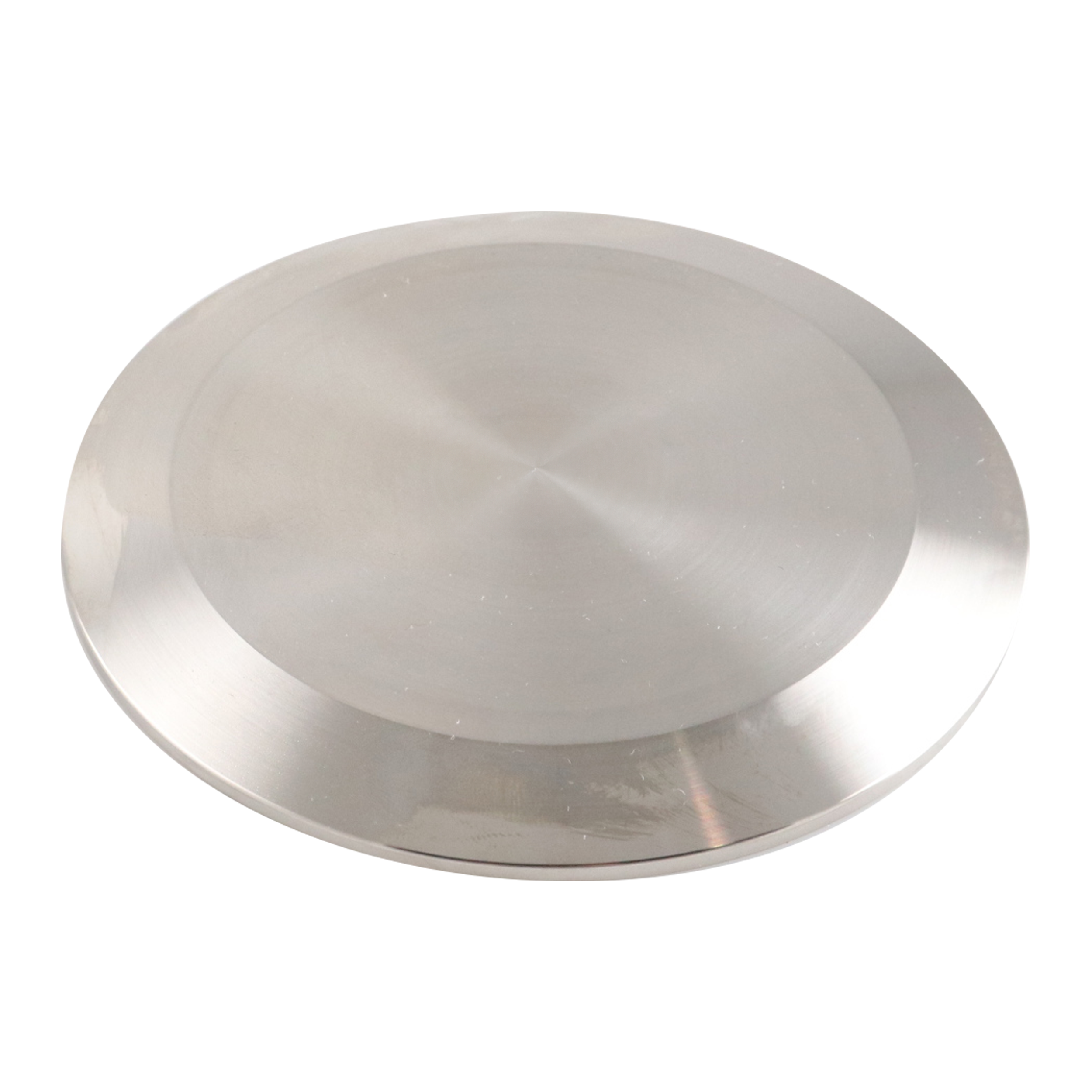 4-inch Tri-Clamp cap, made from 316L stainless steel, with 20RA interior and 32RA exterior surface finish, SF1 BPE compliant