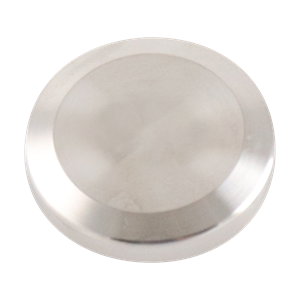 Stainless steel cap, compatible with 0.25-inch to 0.75-inch Tri-Clamp connections, 316L material, 20RA interior, 32RA exterior, compliant with SF1 BPE standards.