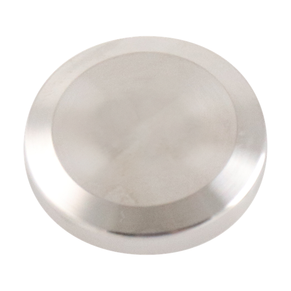 Stainless steel cap, compatible with 0.25-inch to 0.75-inch Tri-Clamp connections, 316L material, 20RA interior, 32RA exterior, compliant with SF1 BPE standards.