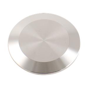 Stainless steel cap, compatible with 1-inch and 1.5-inch Tri-Clamp connections, 316L material, with 20RA interior and 32RA exterior surface finish, SF1 BPE compliant.