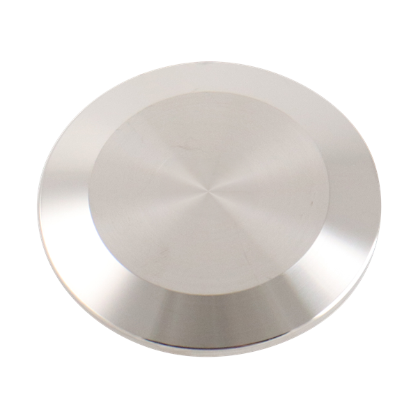 Stainless steel cap, compatible with 1-inch and 1.5-inch Tri-Clamp connections, 316L material, with 20RA interior and 32RA exterior surface finish, SF1 BPE compliant.