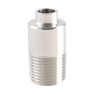 Adapter for 0.5-inch butt weld to MNPT connection, made from 316L stainless steel.