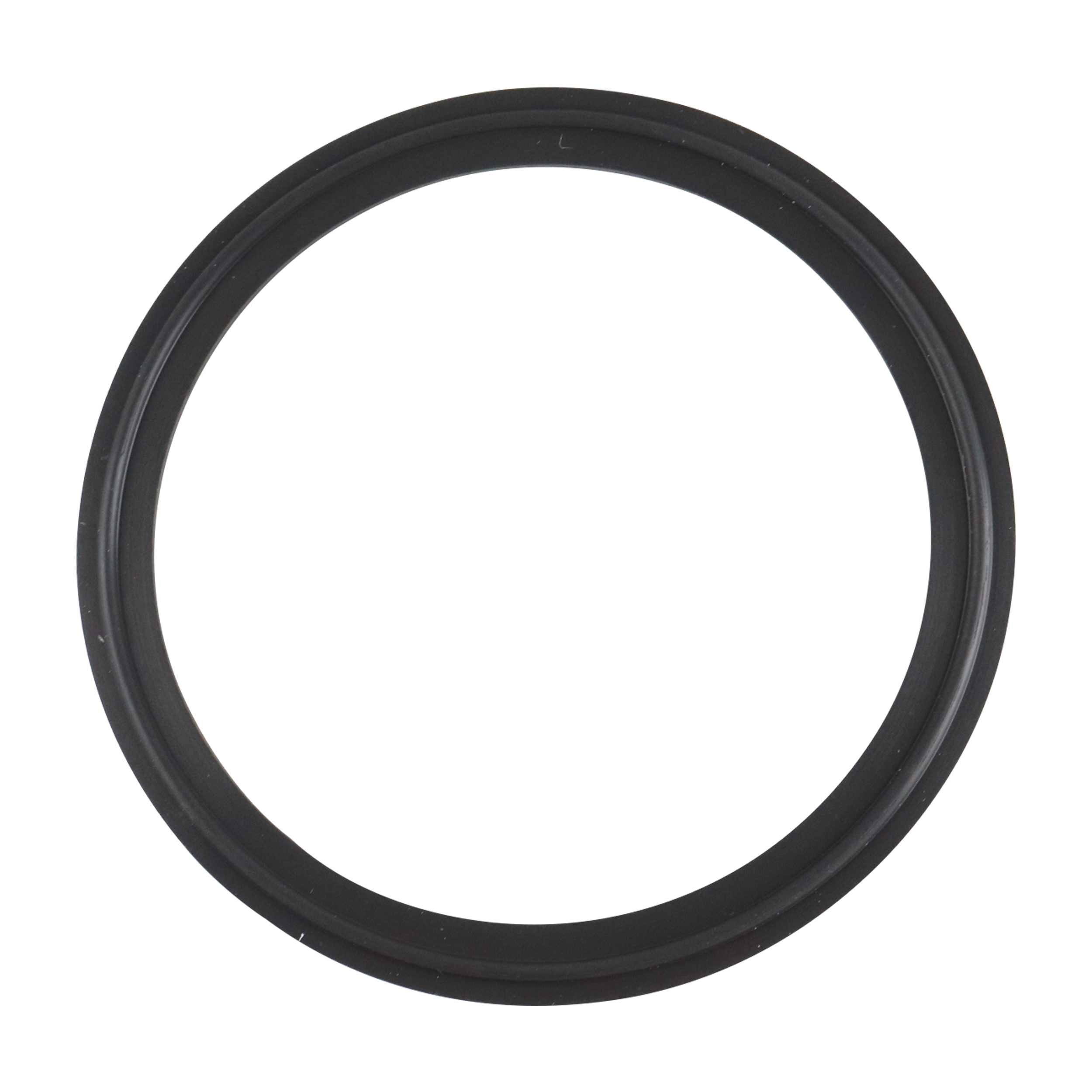 4-inch Tri-Clamp gasket, made from black Viton, compliant with USP Class VI standards