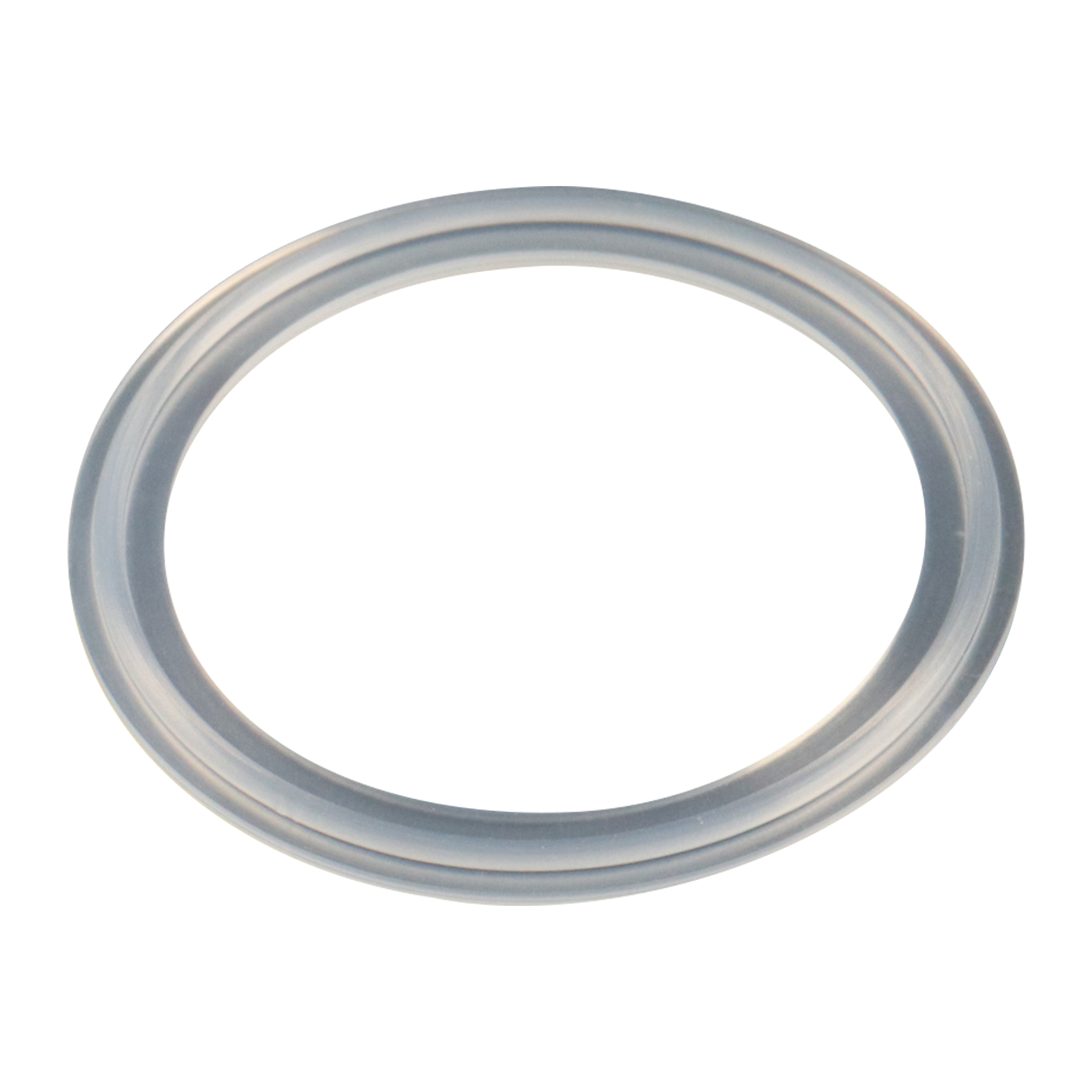 1.5-inch Tri-Clamp gasket, made from clear platinum-cured silicone, compliant with USP Class VI standards