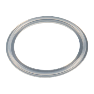 1.5-inch Tri-Clamp gasket, made from clear platinum-cured silicone, compliant with USP Class VI standards
