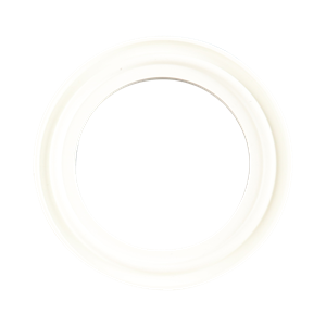 Flanged gasket for 1.5-inch tri-clamp connections, made from white EPDM, FDA-approved.