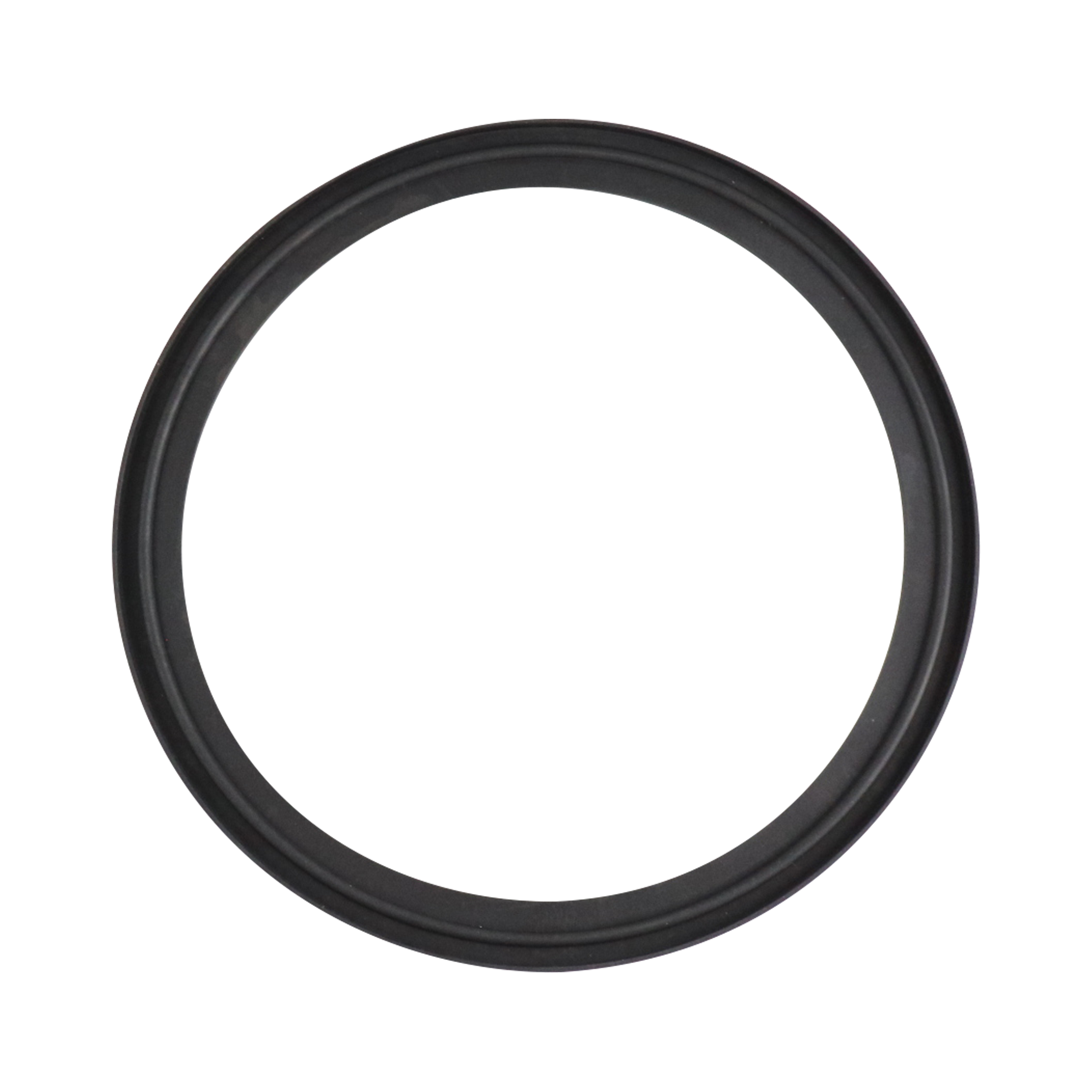 Flanged gasket for 4-inch tri-clamp Schedule 5 connections, made from Viton, USP Class VI compliant.