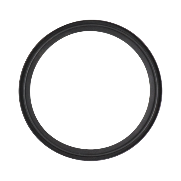 Flanged gasket for 4-inch tri-clamp Schedule 5 connections, made from Viton, USP Class VI compliant.