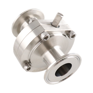 Butterfly Valve, 1-inch tri-clamp connection, made of 316L stainless steel, with a Viton seat and no handle.