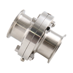 LKB Butterfly Valve, 2-inch tri-clamp connection, made of 316L stainless steel, with a silicone seat, and no handle.