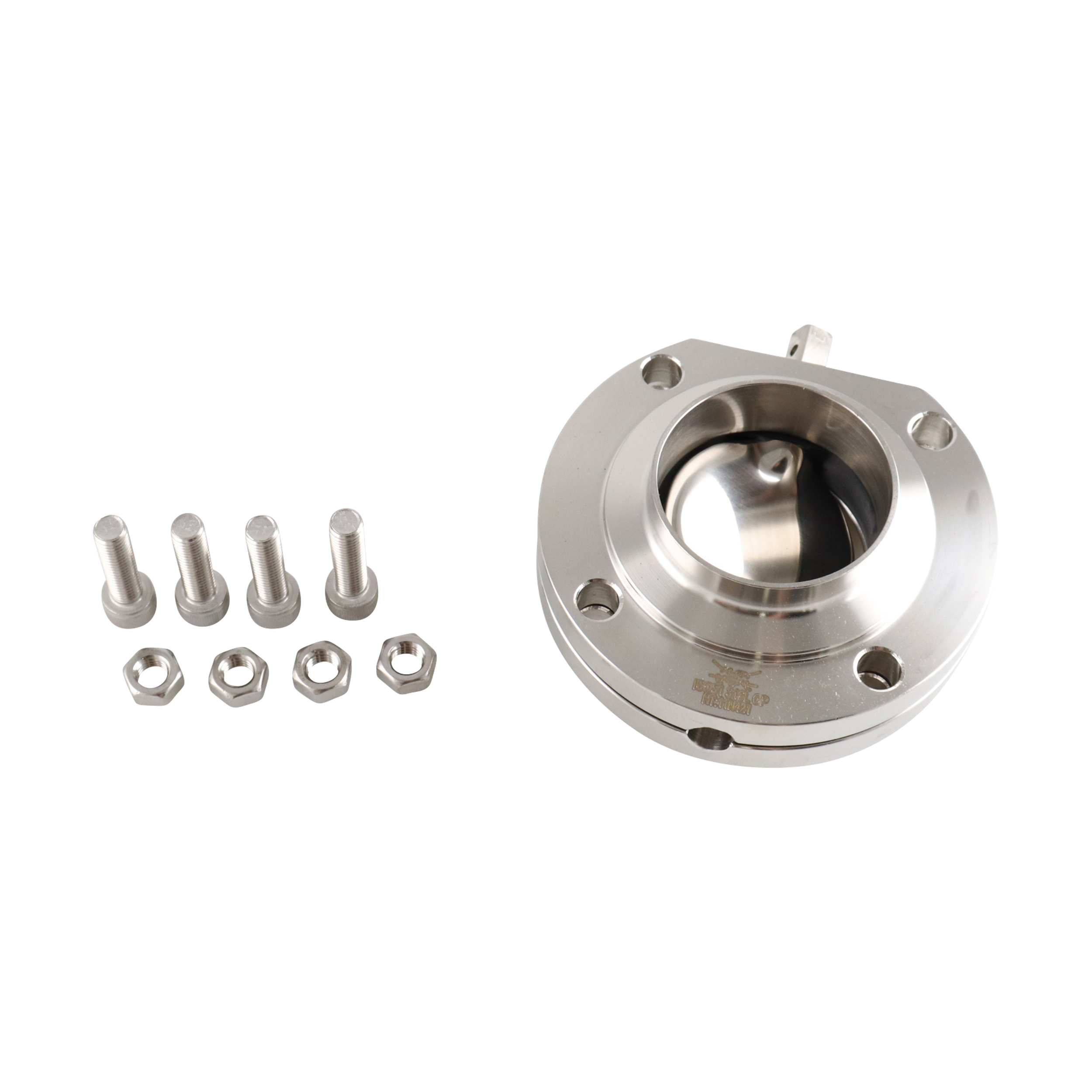 butterfly valve, 2-inch butt-weld, made from 316L stainless steel, with EPDM seat, no handle included