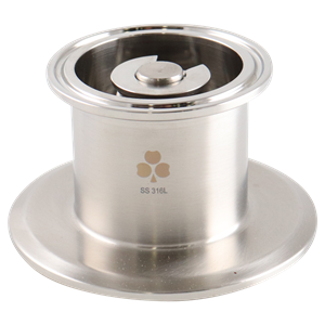 Air blow check valve body assembly for 3-inch tri-clamp connections, with no air connection, made of EPDM material.