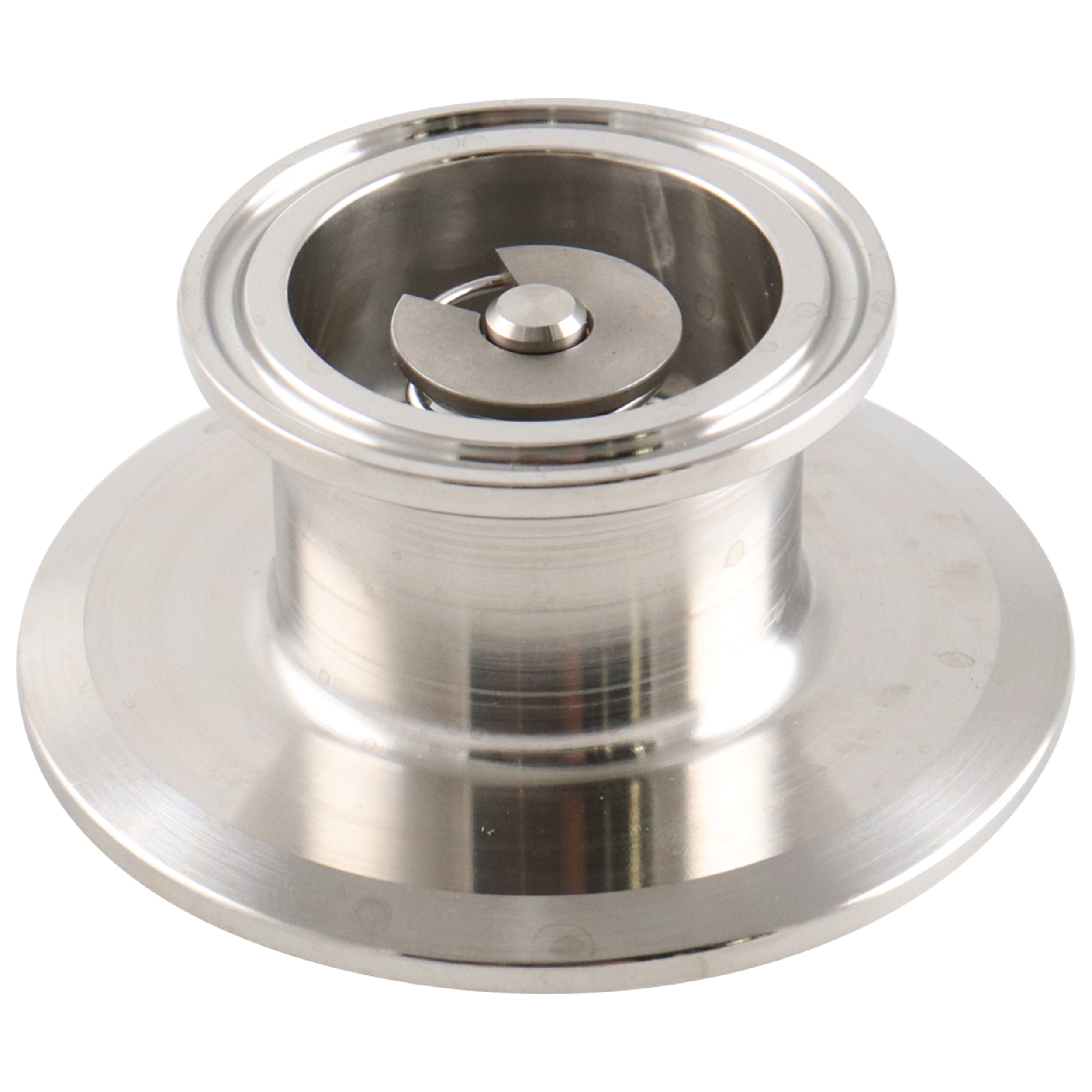 Air blow check valve body assembly for 2.5-inch tri-clamp connections, constructed from EPDM material, designed without an air connection for sanitary applications.