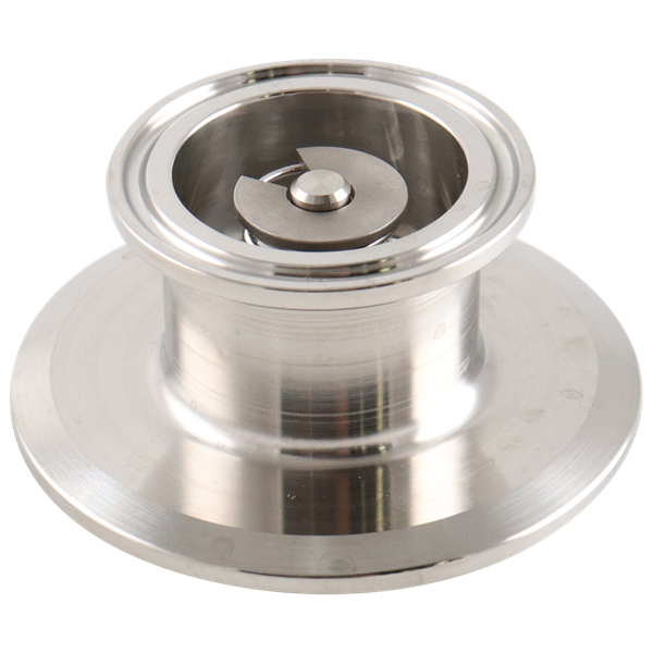Air blow check valve body assembly for 2.5-inch tri-clamp connections, constructed from EPDM material, designed without an air connection for sanitary applications.