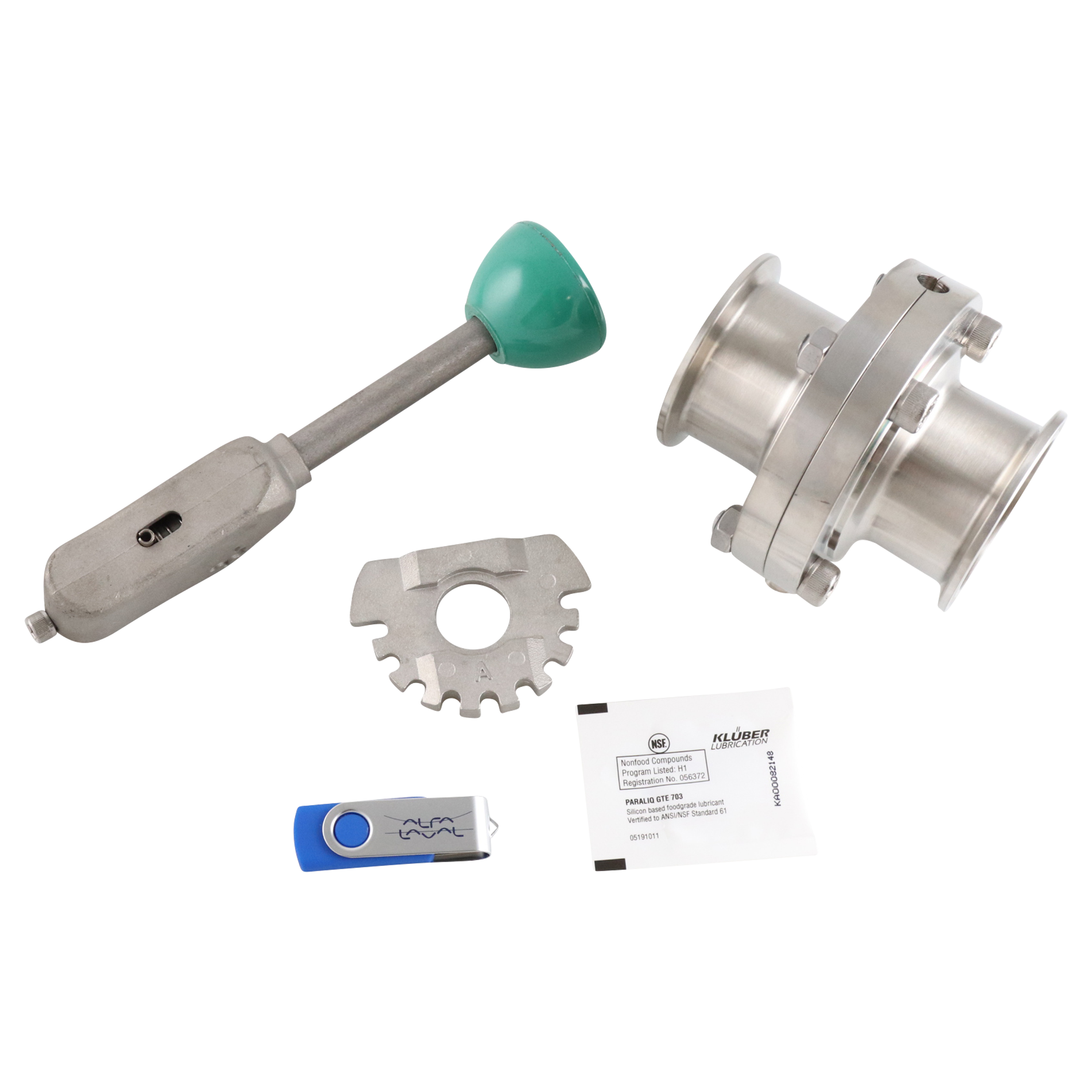 Butterfly valve 2" tri-clamp 304 EPDM seat green handle