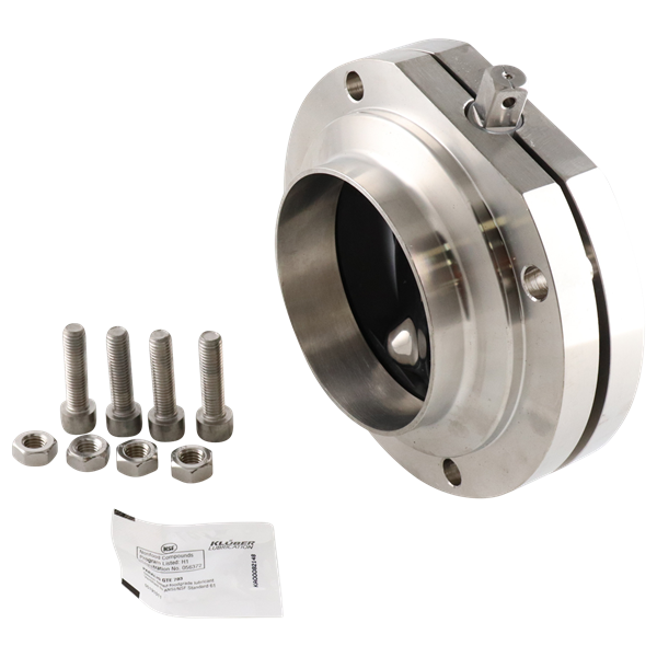Butterfly valve with dimensions 4-inch butt weld, made from 316L stainless steel, featuring an EPDM seat and no handle.