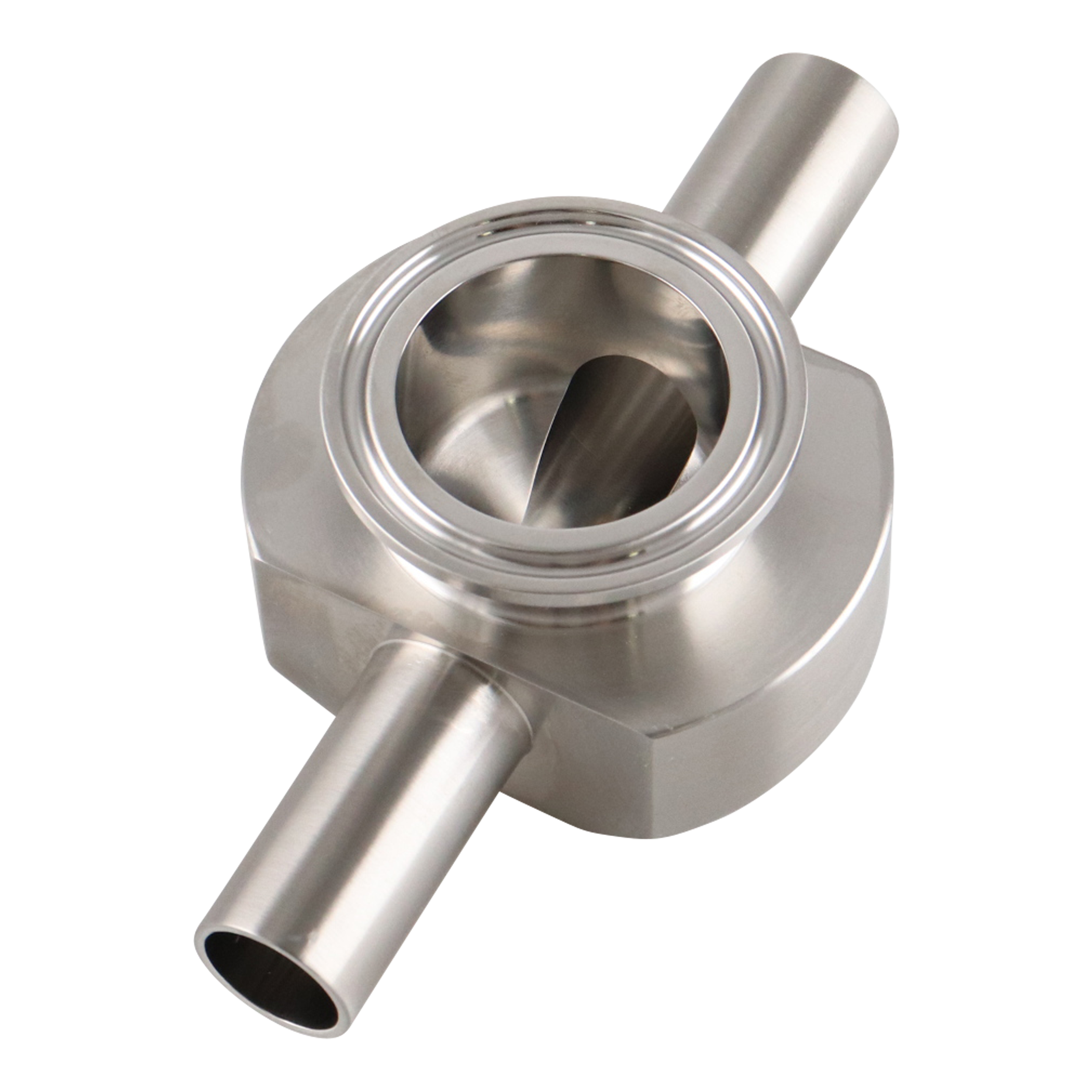 Instrument tee, 0.75-inch by 1.5-inch, with butt weld and tri-clamp connections, made of 316L stainless steel, with a 15RA EP inner diameter finish and 32RA outer diameter finish, SF4 BPE compliant.