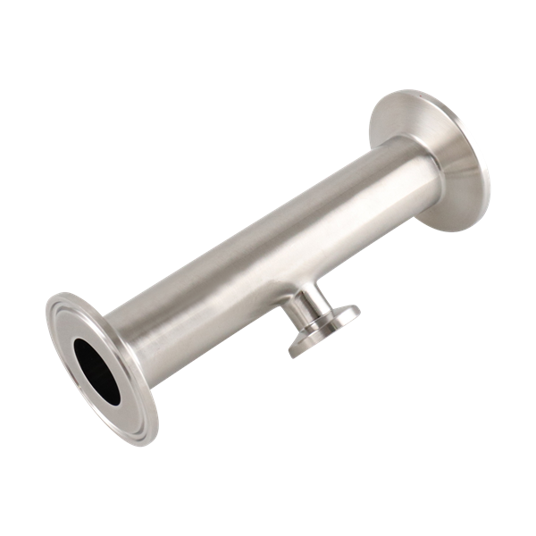 Reducing tee with dimensions 1 inch x 0.5 inch, short branch tri-clamp connection, made from 316L stainless steel, 15RA EP internal finish and 32RA outer finish, SF4 BPE compliant.